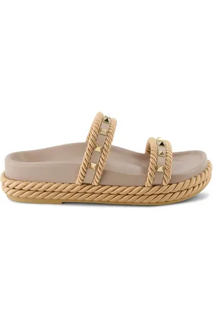 VALENTINO GARAVANI Rockstud rope-detail slide sandals