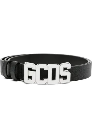 GCDS Logo-buckle leather belt