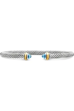 David Yurman 18kt yellow gold and sterling Classic blue topaz Cable bracelet (4mm)