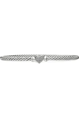 David Yurman Sterling Cable Collectibles Heart pav?? bracelet (3mm)