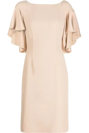 Paule Ka Draped-detail satin-finish dress