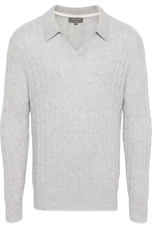 N.PEAL Cable-knit polo jumper