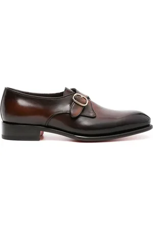 santoni Faded-effect leather monk shoes
