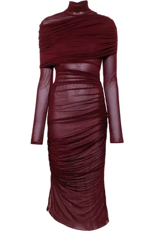 MUGLER Ruched midi dress