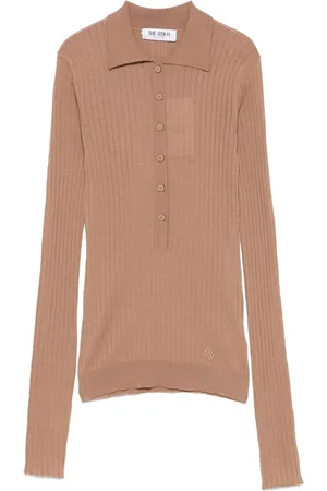The Attico Chunky-ribbed polo top