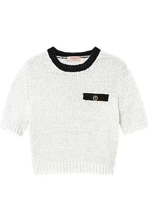 Twin-Set Oval T button cropped jumper