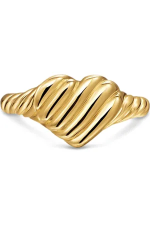 David Yurman 18K yellow sculpted cable heart pinky ring