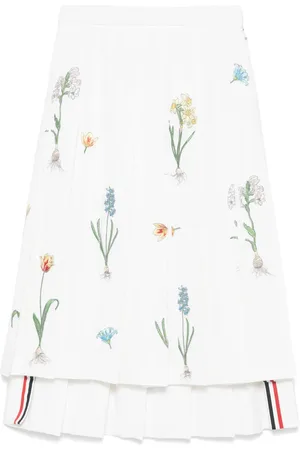 Thom Browne Floral-embroidery midi skirt
