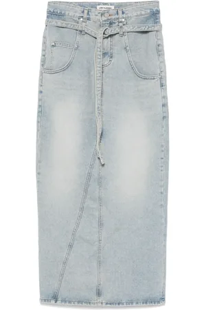 Low Classic Belted denim maxi skirt