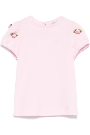 MONNALISA Floral-appliqué T-shirt