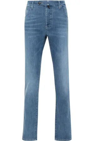 Incotex Logo-patch tapered jeans