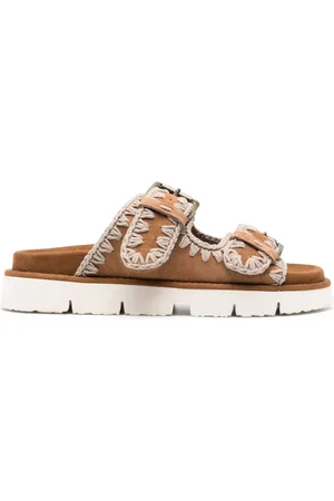 Mou Whipstitch-trim suede slides
