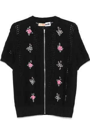 MAGLIANO Flower-embroidered knitted shirt