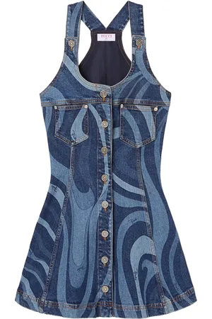 Puccini Marmo-print denim minidress