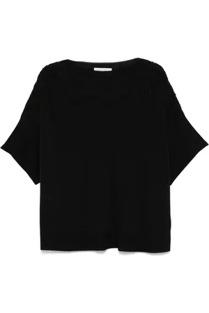 Ermanno Firenze Floral-lace fine-knit T-shirt
