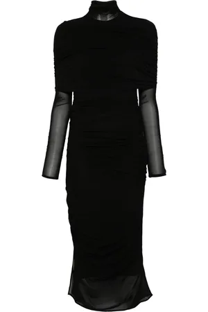 MUGLER Ruched midi dress