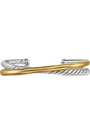 David Yurman 14kt yellow gold and sterling Crossover Two Row cuff bracelet (11mm)