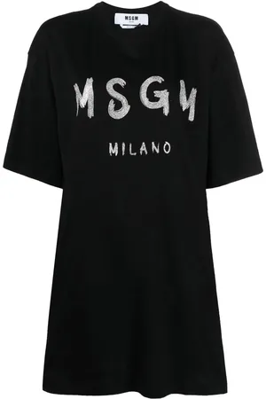 Msgm Logo-print glitter T-shirt dress