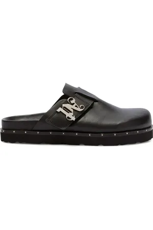 Palm Angels Logo-plaque studded leather mules