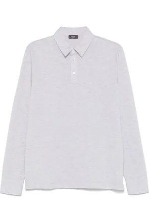 PESERICO SIGN M??lange-effect piqu??-weave polo shirt