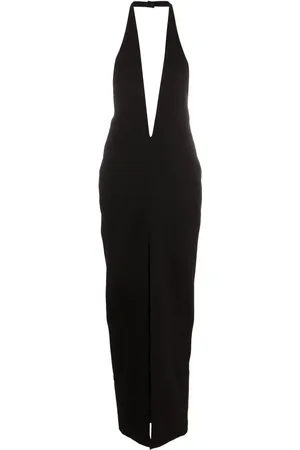 Monot Halterneck plunging-neckline gown
