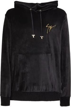 Giuseppe Zanotti Embroidered-logo velvet hoodie