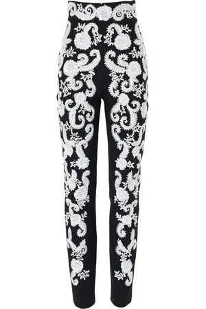 Carolina Herrera Embroidered slim-fit trousers
