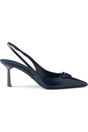 Prada 75mm triangle-logo slingback pumps