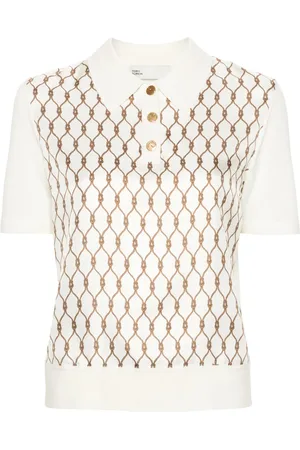 Tory Burch Knot-print merino polo shirt