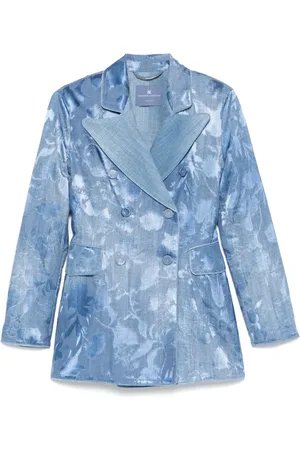 ERMANNO SCERVINO Devoré rose denim-print blazer