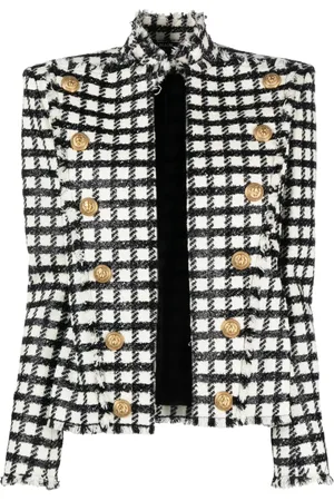 Balmain Button-embellished checked jacket