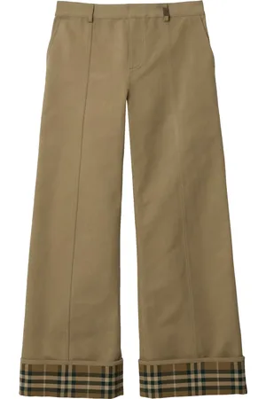 Burberry Check-trim wide-leg trousers
