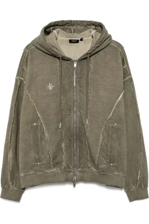 FIVE CM Panelled zip-up hoodie