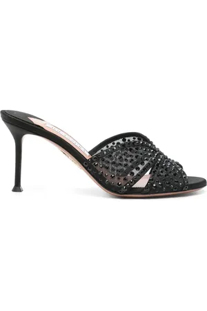 Aquazzura 75mm Crystal Lover mules
