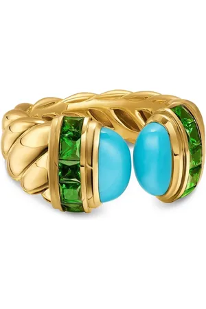 David Yurman 18kt yellow turquoise and tsavorite ring
