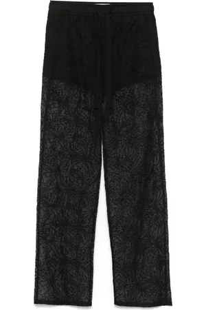 GENNY Floral-embroidered organza trousers