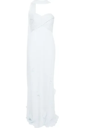 Self-Portrait Georgette flower-appliqué gown