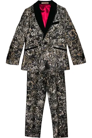 Romano Floral-brocade two-piece suit