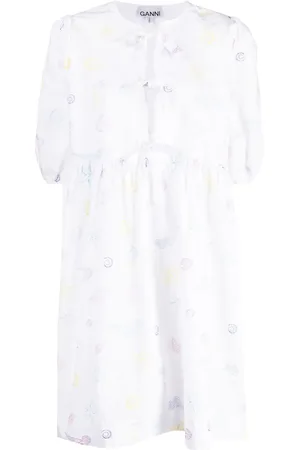Ganni Shell-print cotton dress