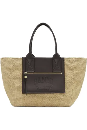 Ganni Medium raffia tote bag
