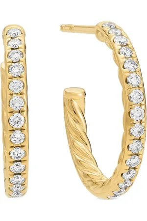 David Yurman 18kt yellow pavé diamond hoop earrings (19mm)