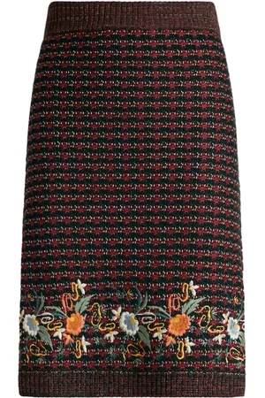 Etro Boucl?? embroidered skirt