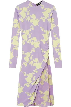 VERSACE Wild Roses gathered midi dress
