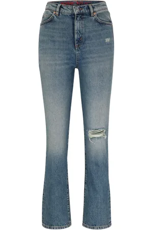 HUGO BOSS Logo-patch cotton tapered jeans