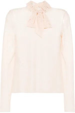 Serafini Floral-lace sheer blouse