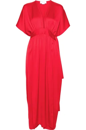GENNY V-neck satin maxi dress