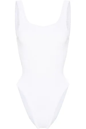 Hunza G Crinkled-effect open-back swimsuit