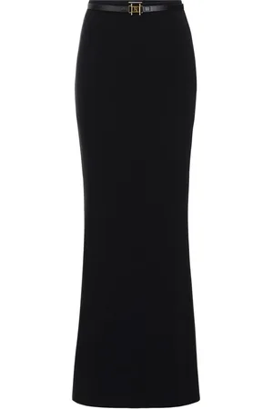 Elisabetta Franchi Belted crepe maxi skirt