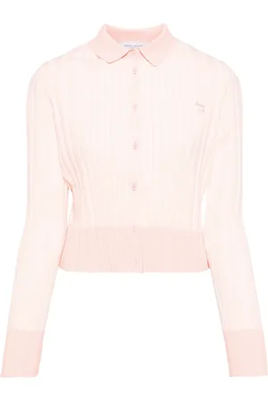 Maison Kitsuné Baby fox patch pleated ribbed cardigan