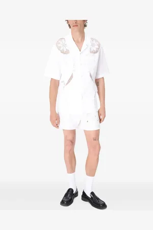Marine Serre Linen bowling shirt